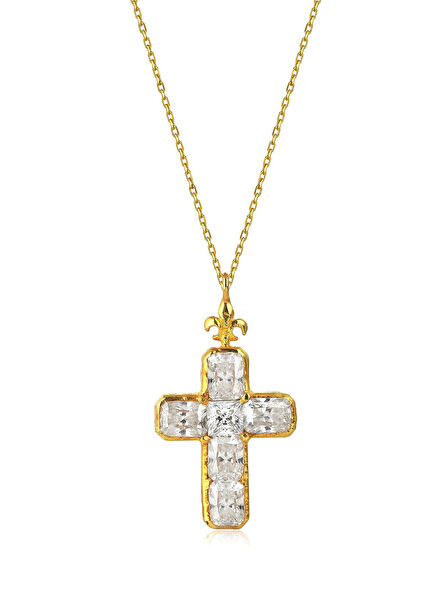 The Diamnente Cross Gold Plated Silver Necklace